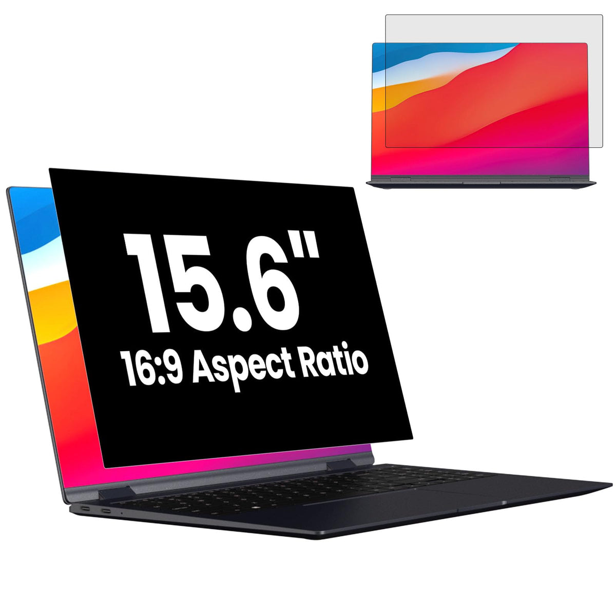 GUDTEKE HD Laptop Privacy Screen 15.6 inch, Upgraded Laptop Privacy Screen for 16:9 Widescreen Removable Anti Glare Cover and Blue Light UV-Blocking Filter