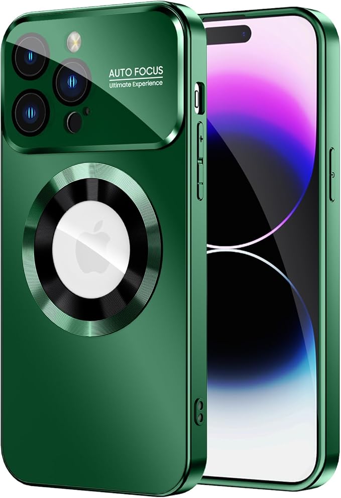 MAKAVO Magnetic for iPhone 13 Pro Case, Built-in Camera Lens Protector, Compatible with MagSafe, Logo View, Slim Thin Protective Phone Cover