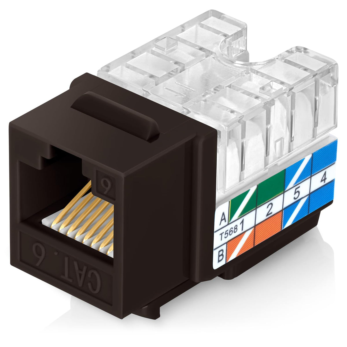 Everest 90 Degree RJ45 Cat6A Keystone Jacks Slim Profile 20-Pack Yellow
