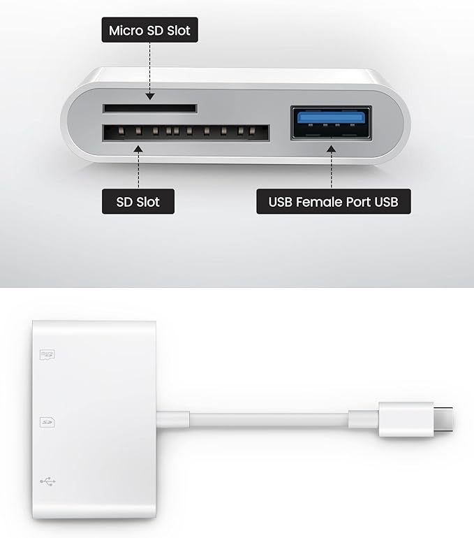 USB C SD Card Reader, Oyuiasle USB C to SD Card for iPhone 15 16/iPad/Mac/Laptop, USB-C/Type C Memory Card Adapter for iMac, iPad Pro Air Mini, MacBook Pro Air,Galaxy,MicroSD/SD