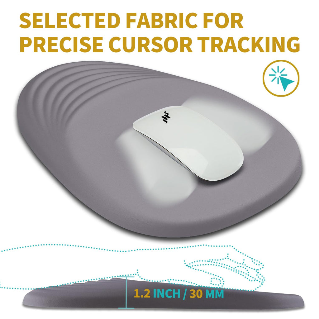 Hokafenle Ergonomic Mouse Pad Wrist Support with Stepped-Wedge Design, Wrist Rest Pain Relief Mousepad Filled with Memory Foam, Carpal Tunnel Mousepad for Wireless Mouse(12x8 inch, Light Purple Grey)