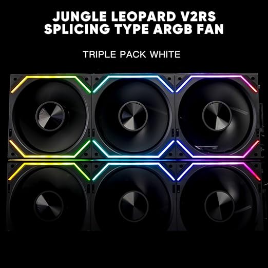 Jungle Leopard Interstellar V2 RS 120mm Case Fan Infinity Mirror Module Daisy-Chain ARGB Fan Triple Pack Suitable PC Cooling Fans 360mm AIO Cooler(Black-3Pack)