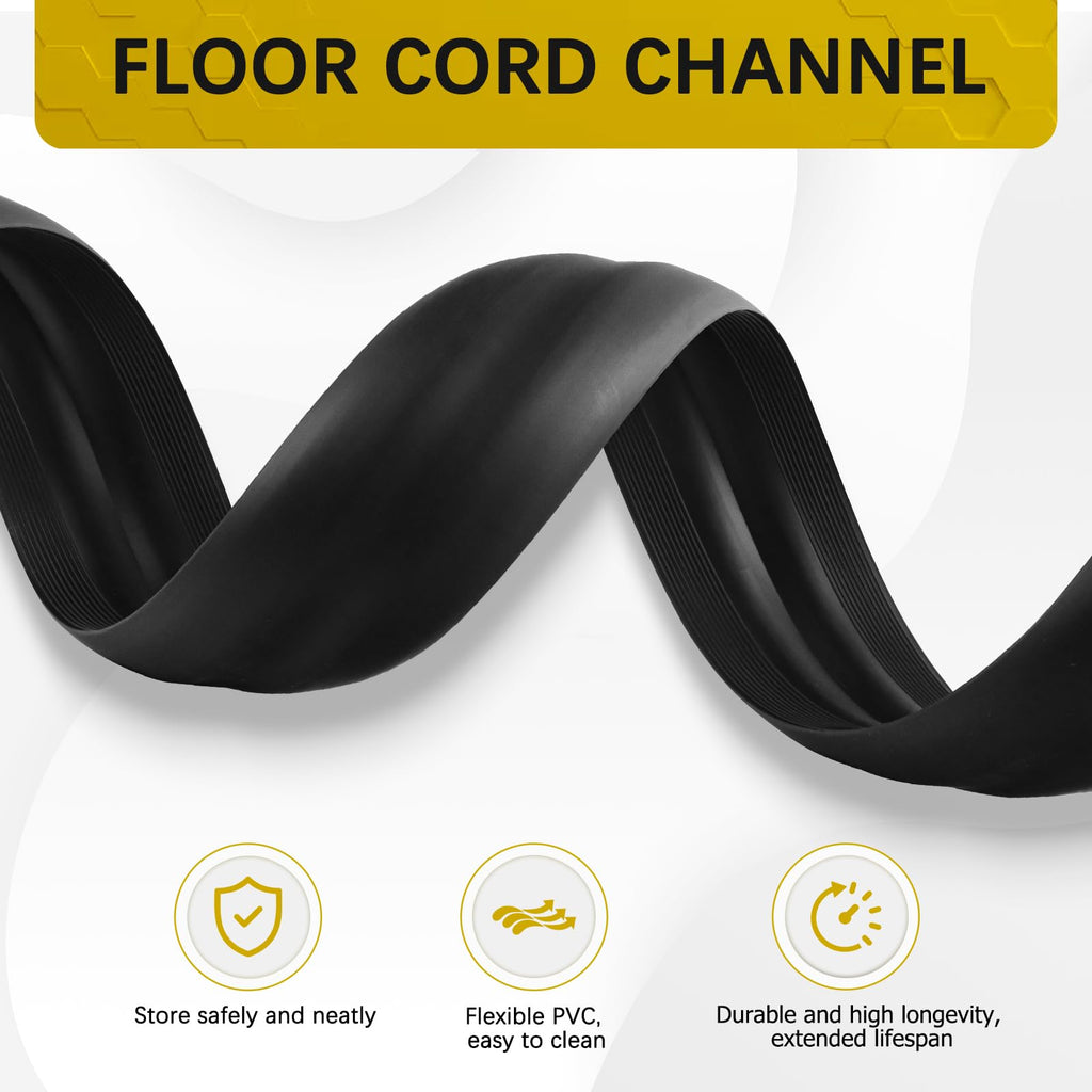 JAHOMFAI Floor Cord Cover 3.3FT Cord Covers for Wires on Floor Protect Wires & Prevent Trip Hazards, Easy to Cut for Home, Office, School, Concerts, Cavity W0.6in x H0.32in