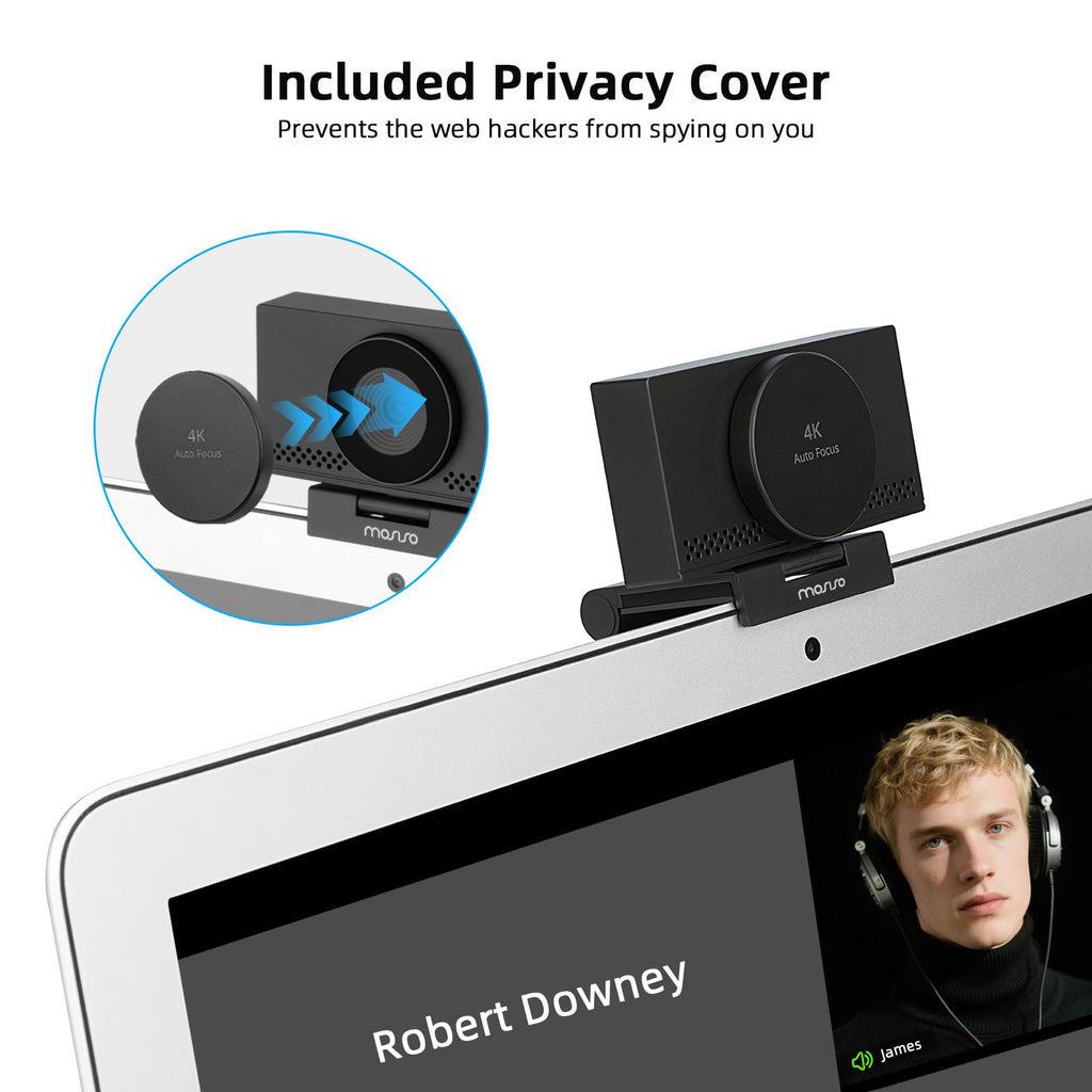 MOSISO 4K Webcam for PC & Laptop with Microphone and Webcam Cover