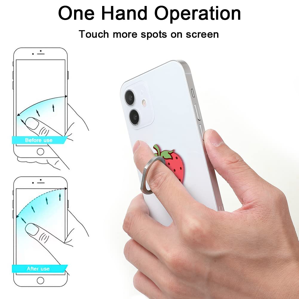 Bonoma Phone Ring Stand Holder,3-Pack 360 Degree Rotation Strawberry