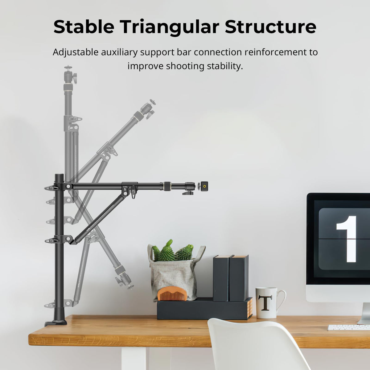 SMALLRIG Triangle Camera Desk Mount, Overhead Desk Clamp Phone Mount