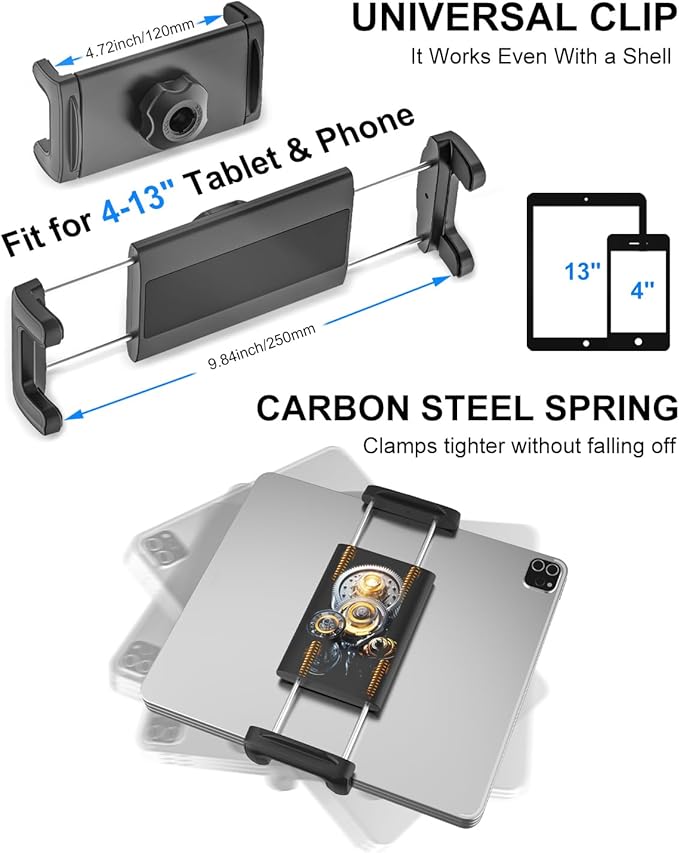 Metal iPad Magnetic Mount for Tractor/Golf Cart/Forklift/Vehicles/Gym/Fridge/Metal Surface, Magnetic Tablet Holder Mount Compatible with 4-13" iPad Pro, Air, Mini, Galaxy, Phone