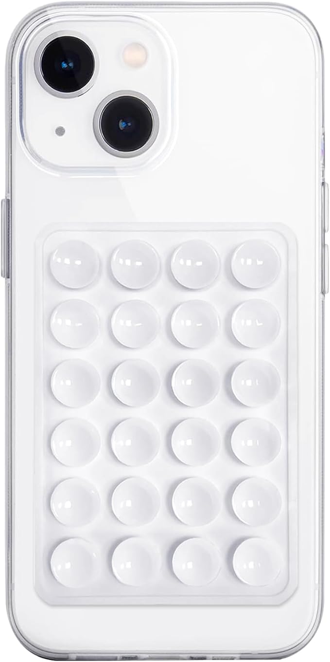 Silicone Suction Phone Case Mount, Non Slip Sticky Phone Grip for Cellphone, Silicon Adhesive Suction Cup Phone Mount, Strong Grip Holder for Selfies and Videos (White)