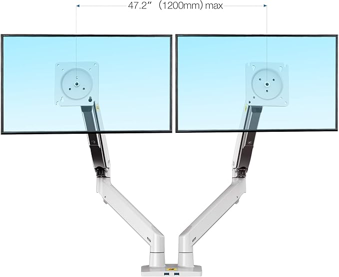 NB North Bayou Dual Monitor Desk Mount Stand Full Motion Swivel Computer Monitor Arm Fits 2 Screens up to 32'' with Load Capacity 6.6~26.4lbs for Each Monitor G75-W