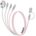 4-in-2 Charging Cable for Apple Watch Charger/Samsung/iPhone Charger,Car/Office/Camping/Travel Essentials,Type C Cable Multi Cord for iWatch Ultra/10-2/iPhone 16-11/Samsung S25-S20,iPad,airPods-Pink