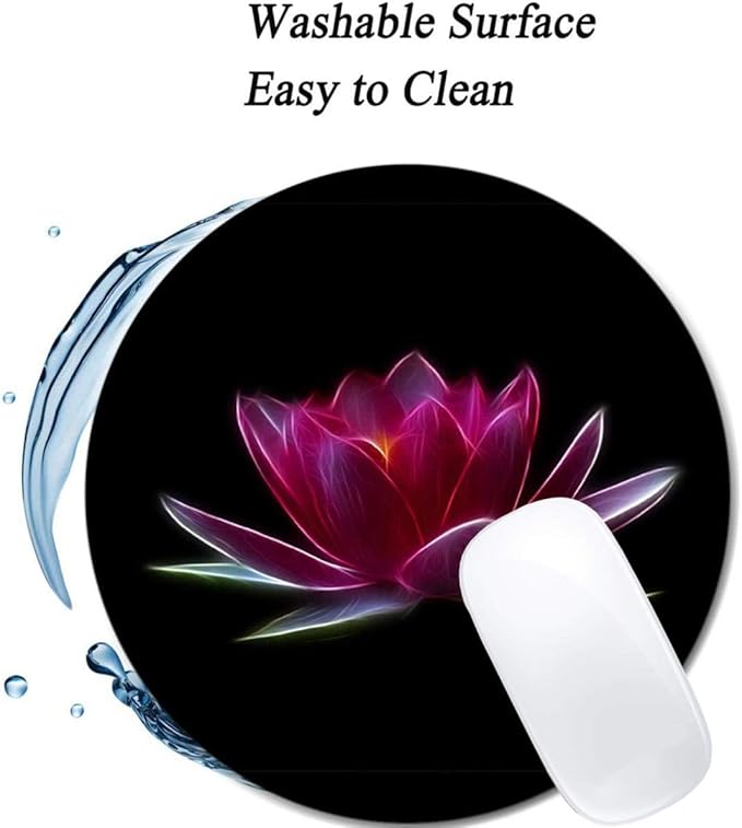 Lotus Flower Water Plant Mouse Pad Round Non-Slip Rubber Mousepad Laptop Office Computer Decor Cute Desk Accessories Customized Design Mouse Pad