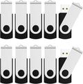 JUANWE 8GB USB Flash Drive 10 Packs, Bulk USB Sticks 2.0 Mutipack Metal Thumb Drive 360° Swivel Design, FAT32 Jump Drives Pen Drive Zip Drives for Data Storage - Black