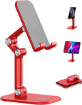 OCYCLONE Phone Stand, Adjustable Height and Angle Foldable Cell Phone Stand Holder for Desk, Taller iPhone Stand Compatible with 4.7"-13" Smartphones iPad Tablet, Red