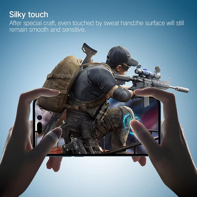 PERFECTSIGHT Sapphire Anti Glare Anti Blue Light Screen Protector Designed for iPhone 14 Pro - Eye Protection Diamond Hard Tempered Glass - Matte Military Grade Shatterproof Bubble Free (6.1 inch)