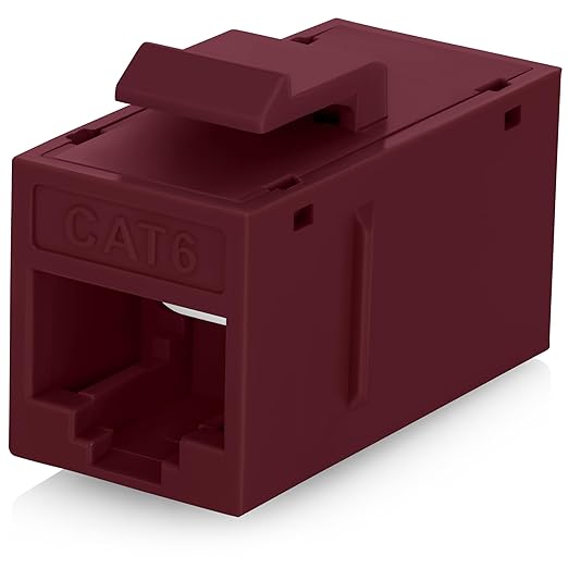 Everest RJ45 CAT6 Keystone Coupler in Red (48-Pack) - RJ45 Coupler - Cat6 Keystone Jacks