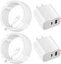 Fast Charger for iPhone,Dual Port A/C Apple iPhone Charger Fast Charging Block,2Pack Quick Double A/C iPhones Wall Chargers Adapter,6FT USB C to Lightning Cable for iPhone14 ProMax/13/12/11/XS/XR/iPad