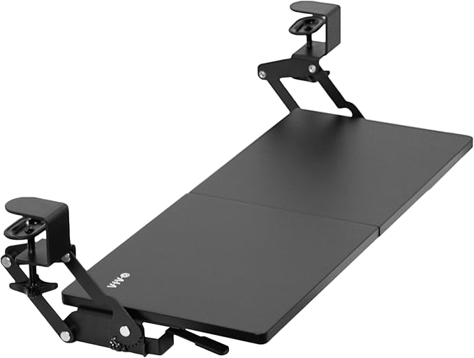 VIVO Large Clamp-on 27 (33 Including Clamps) x 11 inch Computer Keyboard and Mouse Tray with 12 Setting Swinging Height Adjustment, Platform Drawer for Typing, Black, MOUNT-KB08V