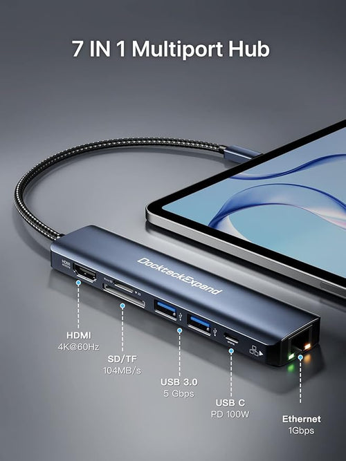 7-in-1 Multiport Adapter for MacBook iPad HP Dell XPS and More