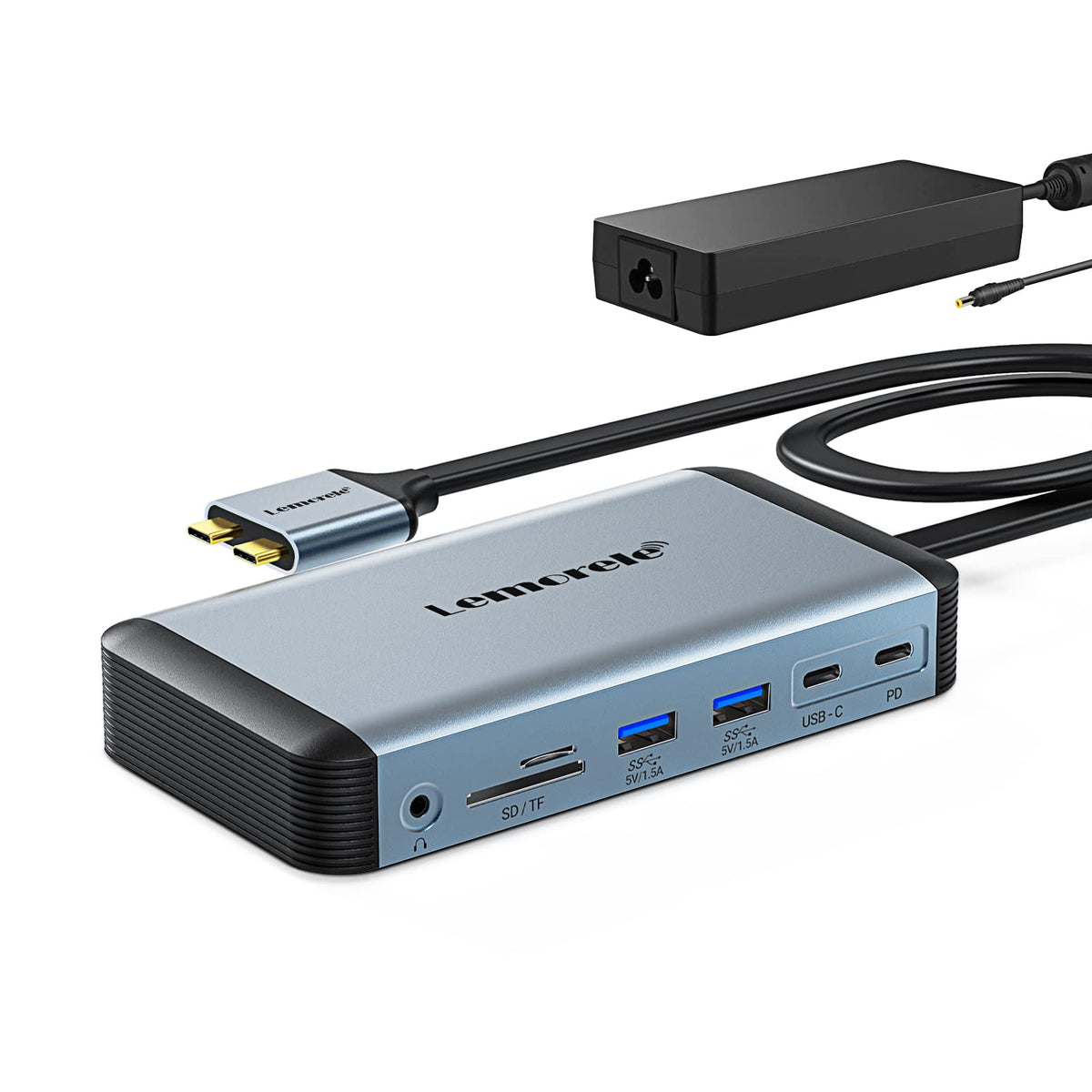 Lemorele Docking Station Dual Monitor 4K 60Hz, 7 in 1 USB C Dongle Multiport Hub Adapter w/2 HDMI + 1 USB 3.0+ 3 USB 2.0+ 1 PD 100W, for MacBook/Dell/HP/Lenovo ThinkPad Type-C Laptop