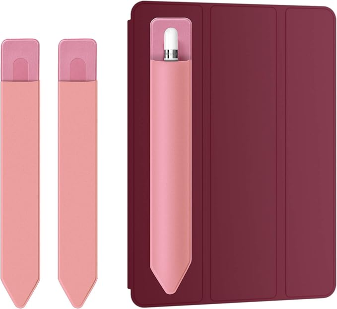 Doormoon Pencil Holder Compatible for iPad 2020/ Air/ 9.7 / Pro 10.5/12.9, Detachable Elastic Compatible for Apple Pencil 4th Gen Leather Sleeve Pocket Pouch, Pink Pink