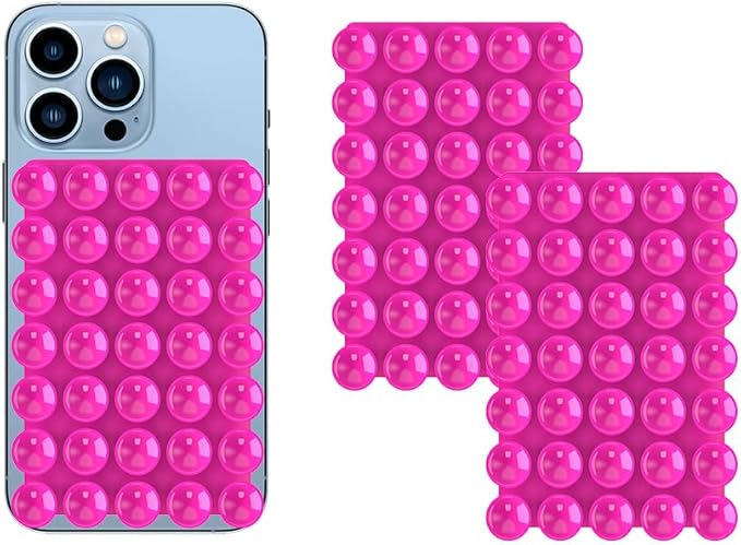 2024 Upgrade 2PCS Silicone Suction Cup Phone Case Adhesive Mount,Adhesive Grip, Sticky Suction Cup Phone Holder & Suction Phone case Holder TikTok & Selfies (Hot Pink, 5x7 Single Sided)