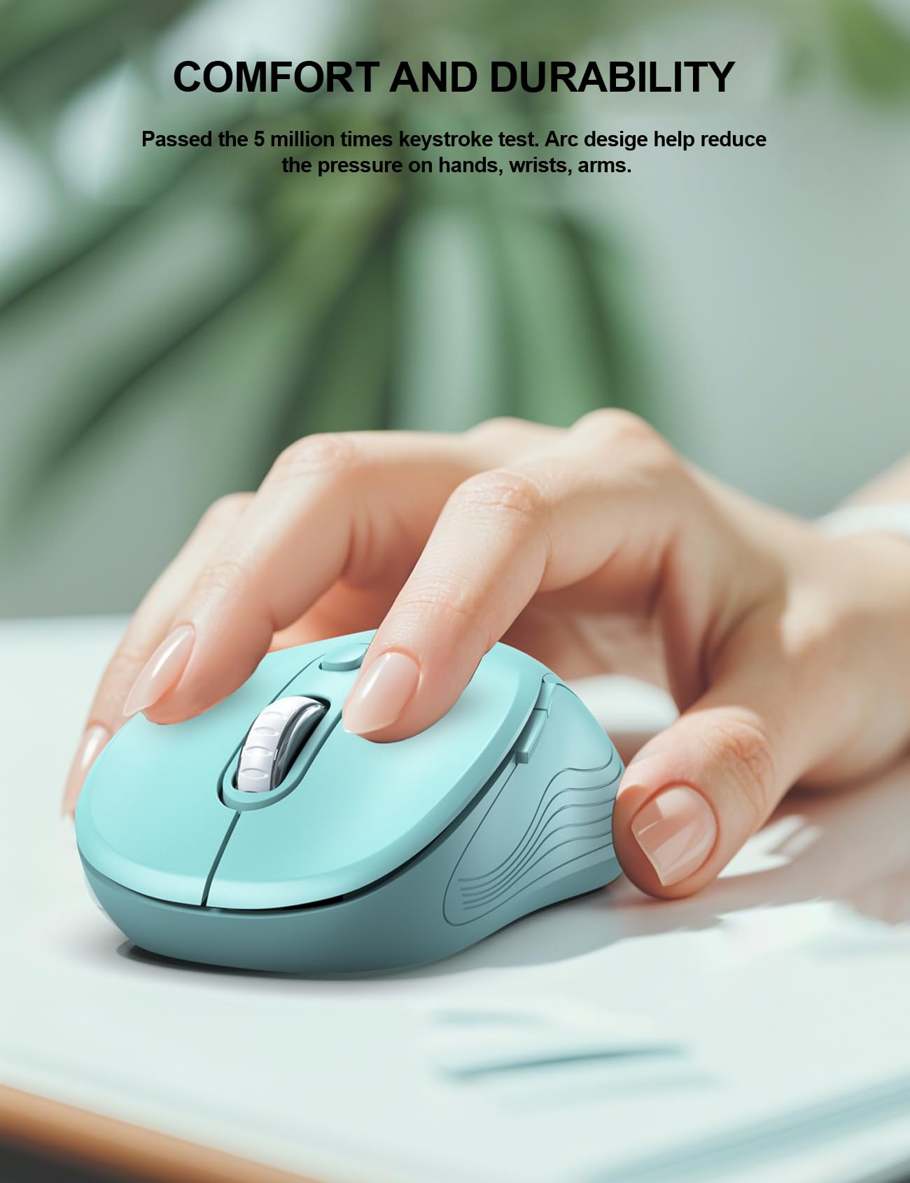 Trueque Wireless Mouse for Laptop, Ergonomic 6-Button Mouse, Mint Green