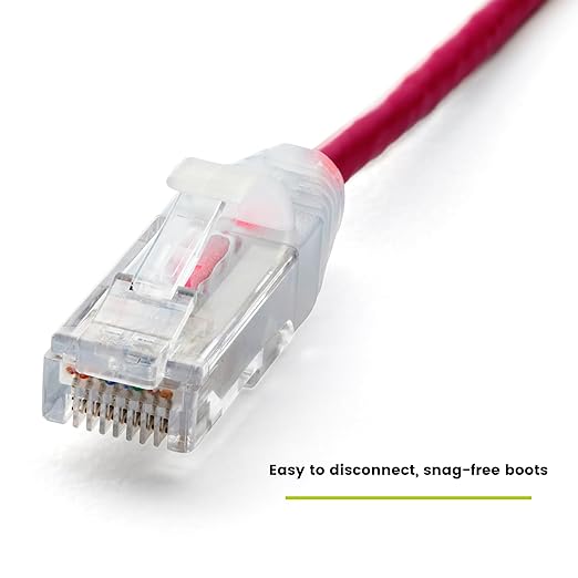 TRUECABLE Cat6 Component Rated Patch Cable, Unshielded (U/UTP), 10ft, Red, 28AWG Solid Copper, Snagless 10G High-Speed Ethernet Cable, PoE++ 4PPoE 100W, UL Listed, RoHS-3, 1 Pack