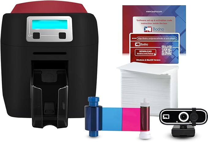 Bodno Magicard 400X Single Sided ID Card Printer & Complete Supplies Package ID Software - Gold Edition