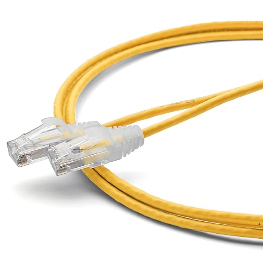 TRUECABLE Cat6 Component Rated Patch Cable, Unshielded (U/UTP), 5ft, Yellow, 28AWG Solid Copper, Snagless 10G High-Speed Ethernet Cable, PoE++ 4PPoE 100W, UL Listed, RoHS-3, 1 Pack
