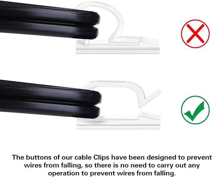 60 PCS XHF 5/8” Adhesive Cable Wire Clips Clear, Cable Staples Outdoor Cable Management Wire Organizer Cord Holder for Under Desk, Car, Wall, TV PC Ethernet Cable