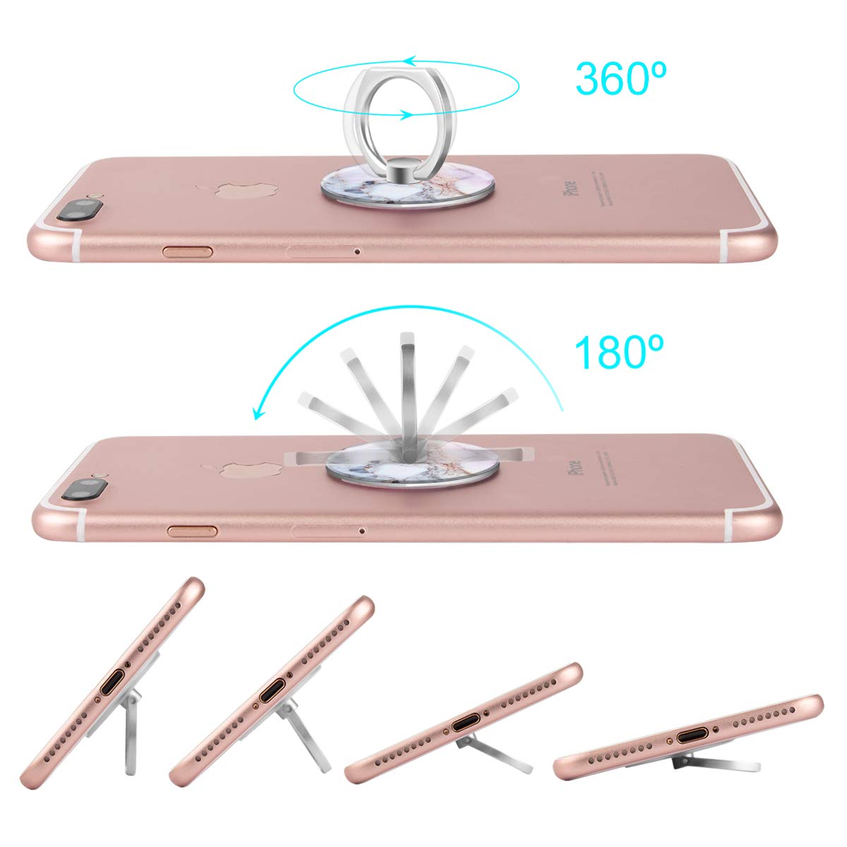 Bonoma Cell Phone Ring Holder Stand,360 Rotation 3-Pack Marble