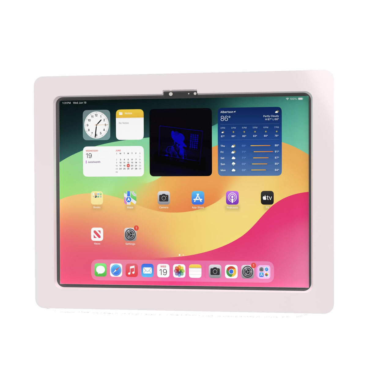 TABcare Anti-Theft Acrylic VESA Enclosure for Apple iPad mini 4/5 8" with Free Wall Mount Kit & 90-Degree Angle Charge Cable (iPad mini 4/5 8", White)