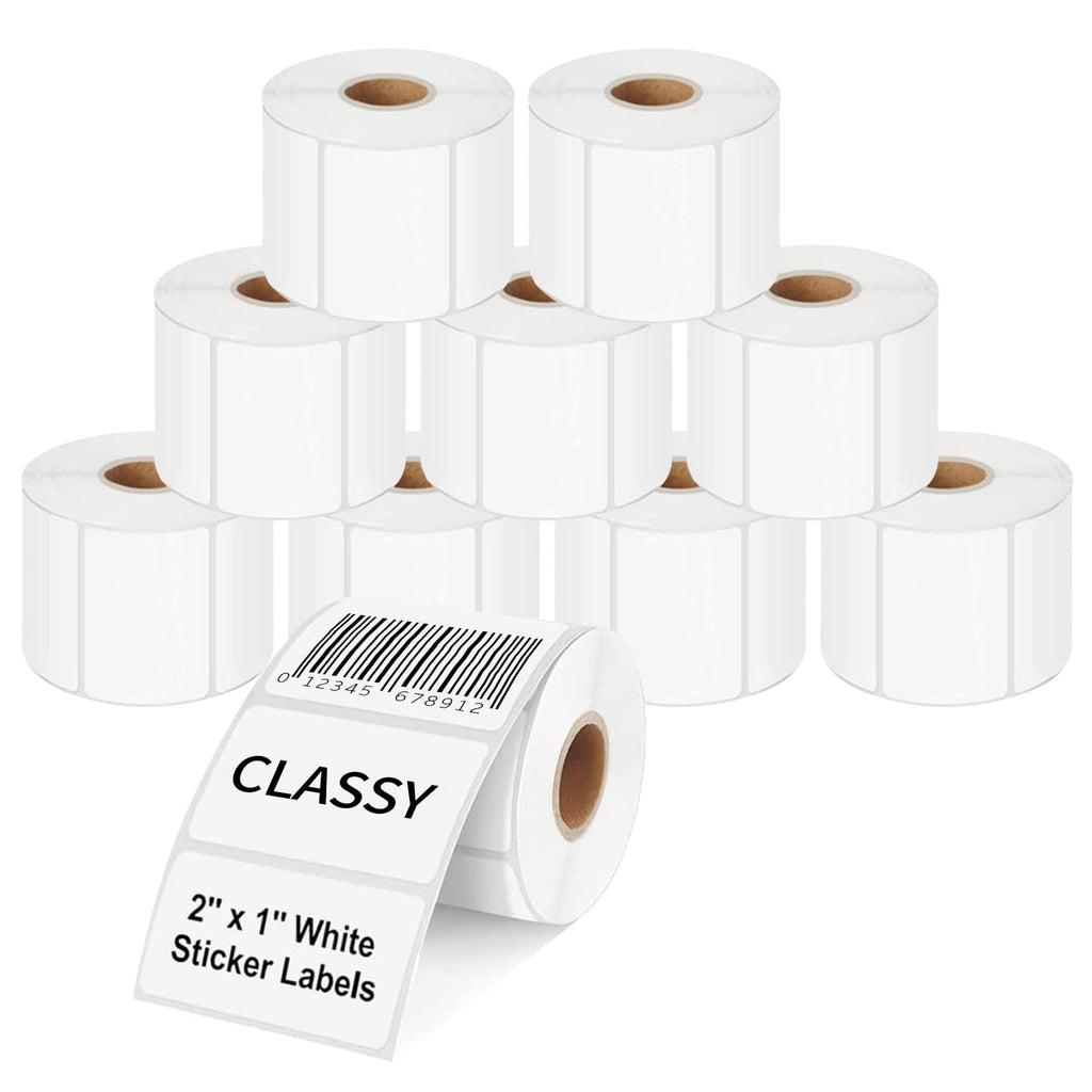 CLASSY 2" x 1" Direct Thermal Labels, 10 Rolls
