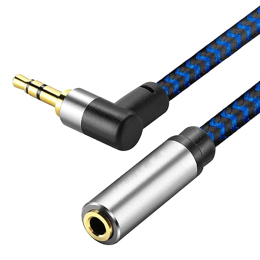 3.5mm Male to Female Extension Stereo Audio Extension Cable 30FT, Cotton-Braided Audio Extension Cable, Stereo Jack Cord for Phones, Headphones, Speakers, Tablets, PCs and More