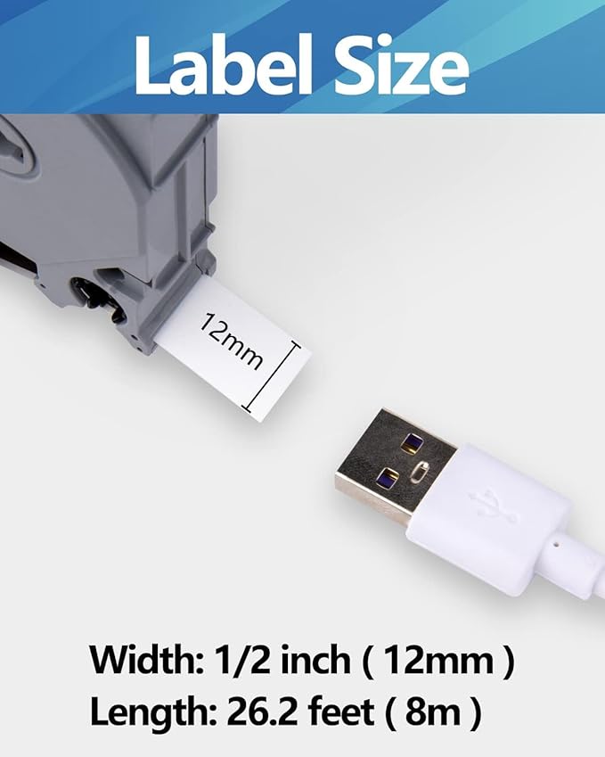 Weemay 1/2" Label Maker Refills Compatible for Brother Tze Tz Tape 12mm 0.47 Laminated White TZ-231 for Ptouch Label Maker Cube PTD210 PTP701BT PTD220 PTH110 PTH110BP PTH111 PTP750W PTD600, 20 Pack