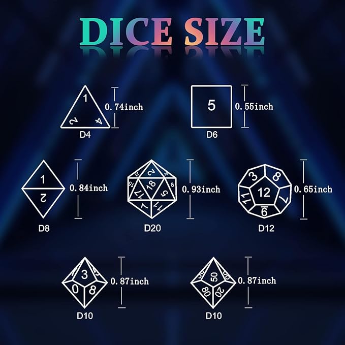 D&D Dice,DND Dice Set for Dungeons and Dragons,D20 Metal Dice for Gaming Dice Set or RPG Role Playing MTG Tabletop Board Games（SilverBlood）