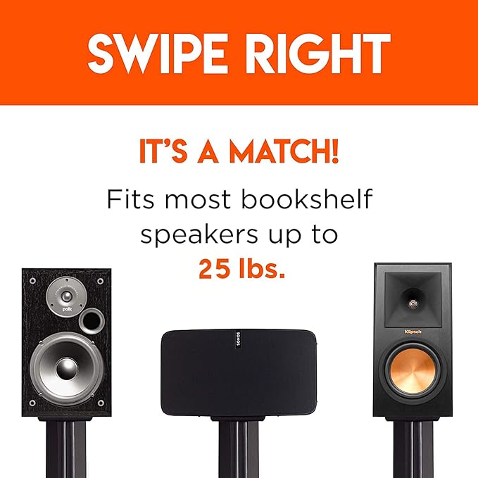 ECHOGEAR Universal Floor Speaker Stands - Vibration-Absorbing MDF Design Works with Klipsch, Polk, JBL & Other Bookshelf Speakers Or Studio Monitors - Includes Sound Iso Pads & Carpet Spikes