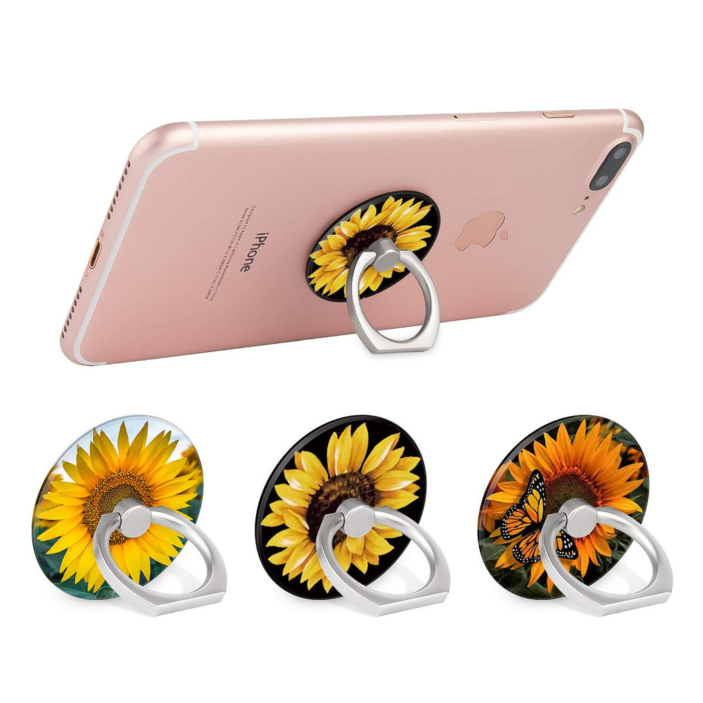 Bonoma Cell Phone Ring Holder Stand,3 -Pack 360 Rotation Sunflowers