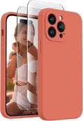 FireNova for iPhone 14 Pro Case, Silicone Upgraded [Camera Protection] Phone Case with [2 Screen Protectors], Soft Anti-Scratch Microfiber Lining Inside, 6.1 inch, Pink Pomelo