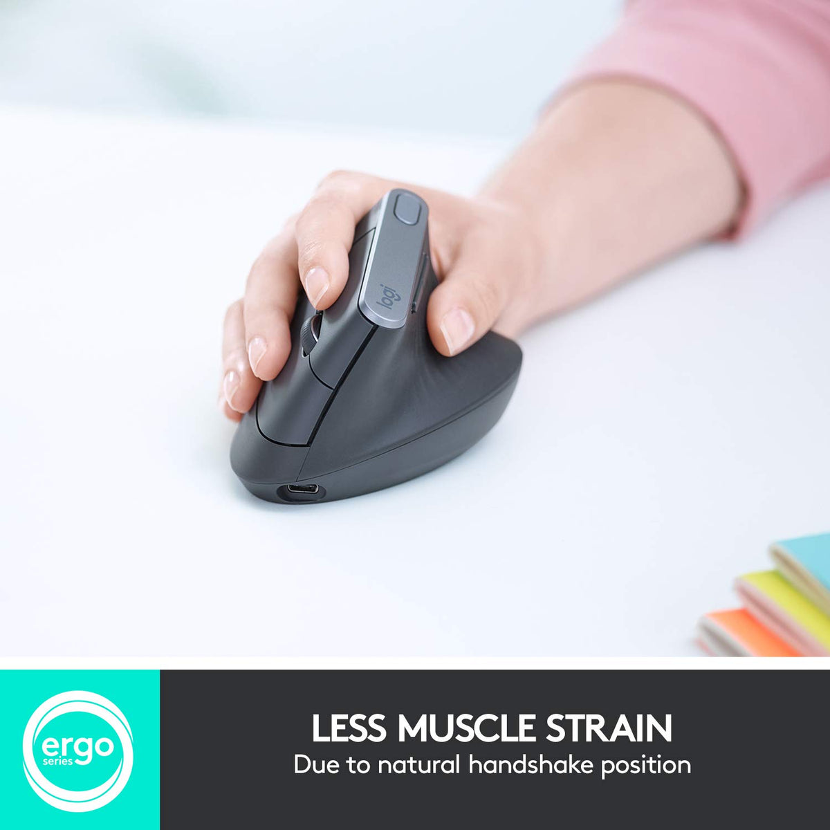 Logitech MX Vertical Wireless Mouse Ergonomic Design - Graphite