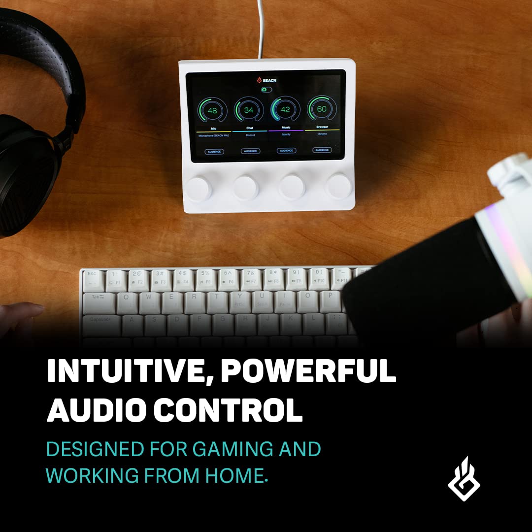 BEACN Mix - USB C Windows Audio Controller with a Beautiful 5” Color Display and 4 Smooth Push-Button encoders for Streaming, Gaming, Podcasting, and Work from Home Applications (Dark)