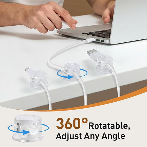 AGPTEK 8 Pack Magnetic Cable Clips, 360° Rotatable Cord Holder, Clear
