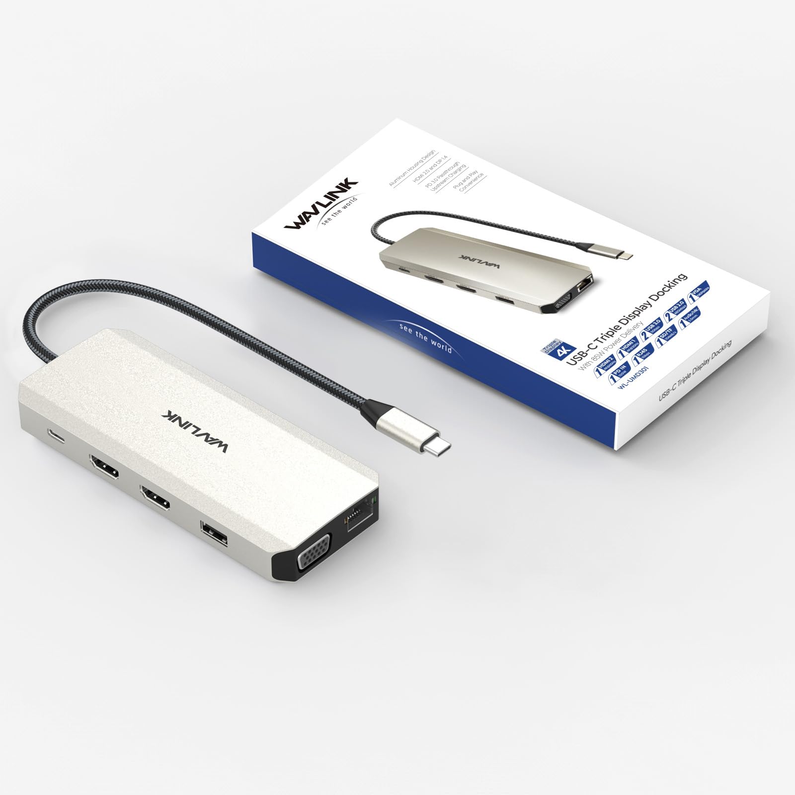 WAVLINK USB C Docking Station Dual Monitor for Dell/HP/Lenovo Laptop