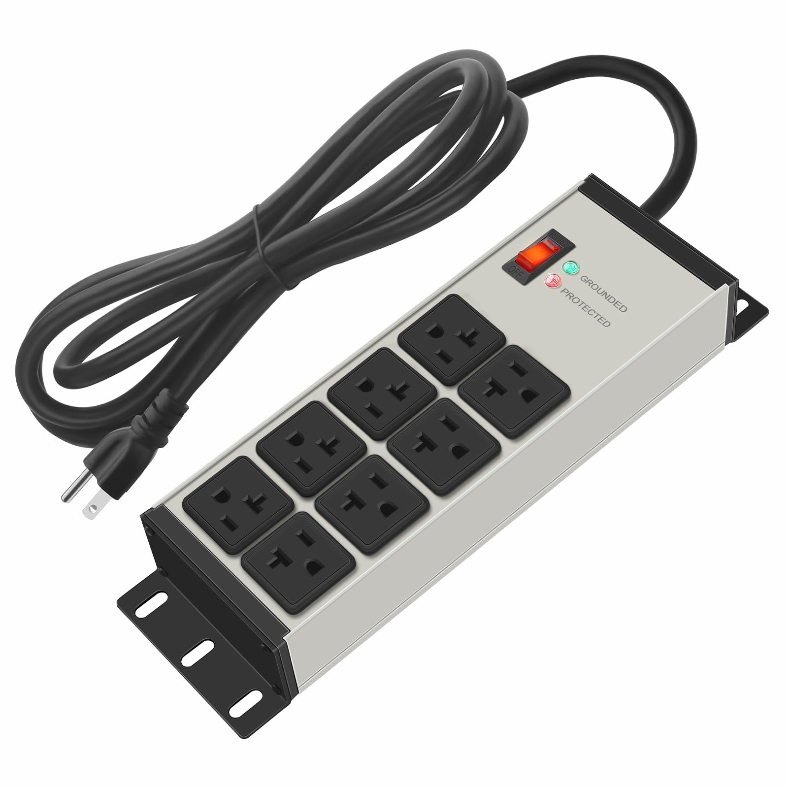 CCCEI 12 Gauge Heavy Duty Power Strip, 8 Ports, Grey, 12FT.