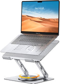 Lamicall Adjustable Laptop Stand for Desk - 360 Rotating Base Ergonomic Computer Stand, Aluminum Laptop Riser Foldable Protable for Office Home fits MacBook Air Pro, Dell, HP (10-17.3'') -Sliver