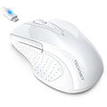 TECKNET Rechargeable Jiggler Wireless Mouse, Dual-Mode Connectivity, White