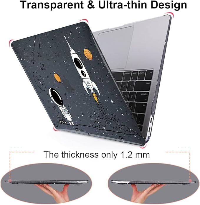 for MacBook Air 13 inch Case 2020 2019 2018 Release M1 A2337 A2179 A1932, Glitter Crystal Pritned Pattern Hard Case Cover for Mac Air 13.3" Retina Display Touch ID, Astronauts & Spacecraft