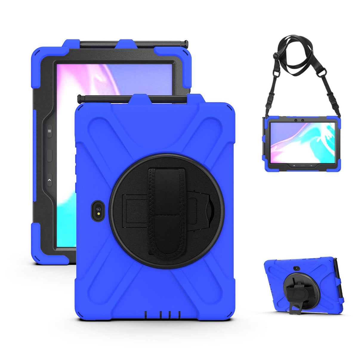 Rantice Case for Samsung Galaxy Tab Active5 Pro 10.1” /Active4 Pro/Active Pro 10.1, Shockproof Drop Protection Case with Stand, Hand Strap & Shoulder Strap for SM-X350/X358/T540/T547/T630/T638, Black