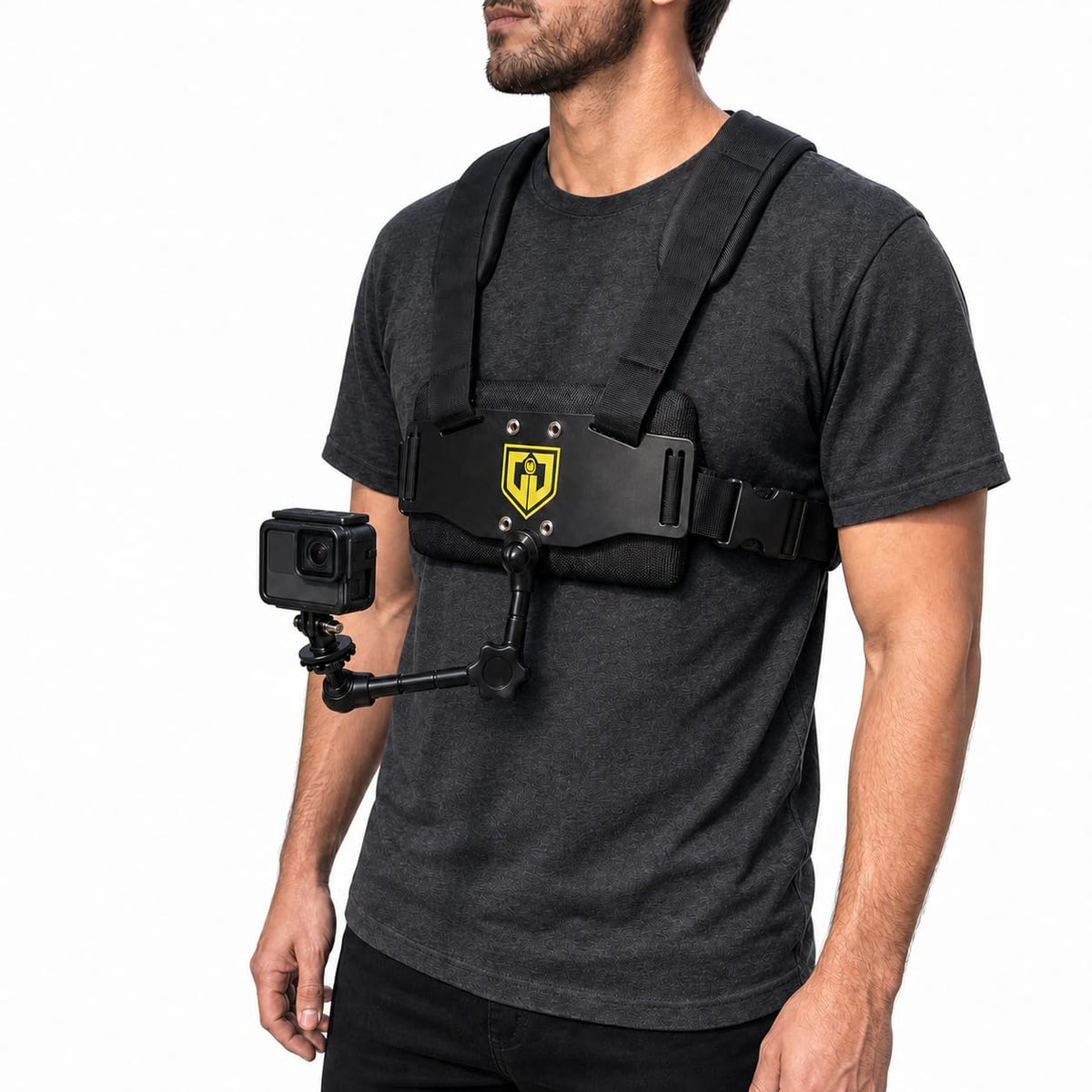 Glide Gear MED 100 Medusa Action Camera Body Mount Vest for GoPro, 360 and Compact Cameras – Front and Rear 1/4"-20 Mounting Plates with 11" Friction Arm