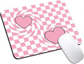 Mouse Pad, Cute Pink Checkered Heart Mouse Pads for Desk, 9.5" x 7.9" Non-Slip Rubber Base Computer Mousepad with Women, Portable Square Design for Wireless Mouse and Pad Laptop Office & Travel